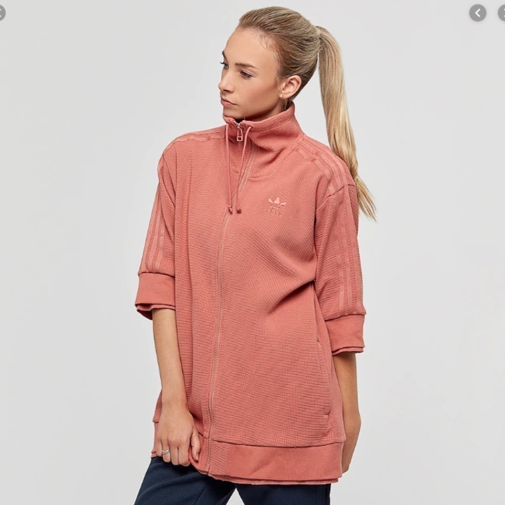 Adidas Size XS Pink Tubular Track Top Jacket